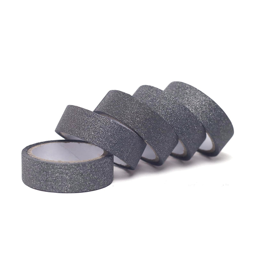 5 Pack | 0.5"x5 Yards Charcoal Gray Washi DIY Craft Glitter Tape