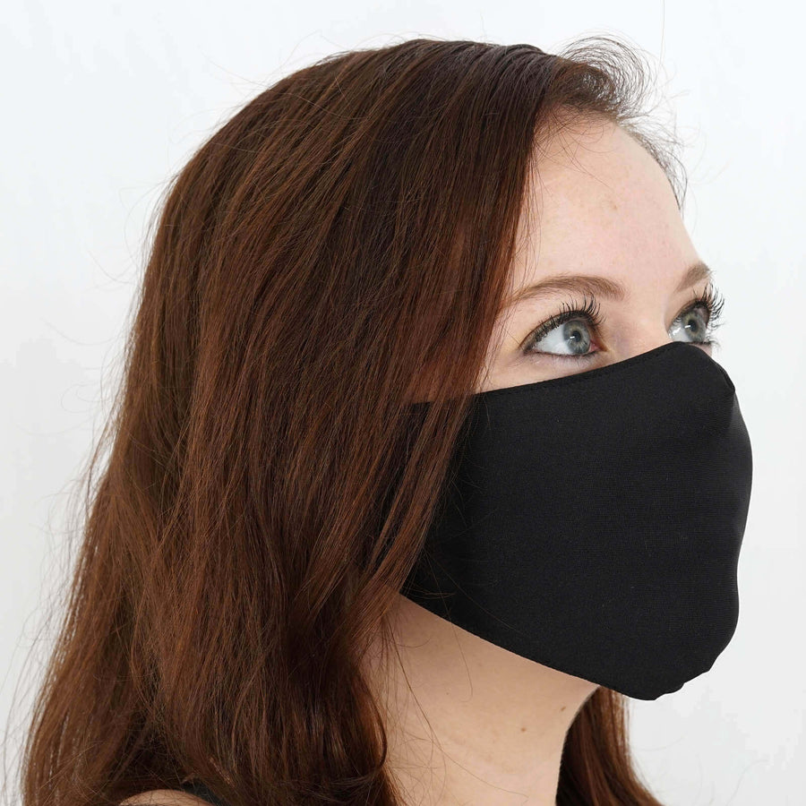2 Ply Black Ultra Soft 100% Organic Cotton Face Masks, Reusable Fabric Masks With Soft Ear Loops