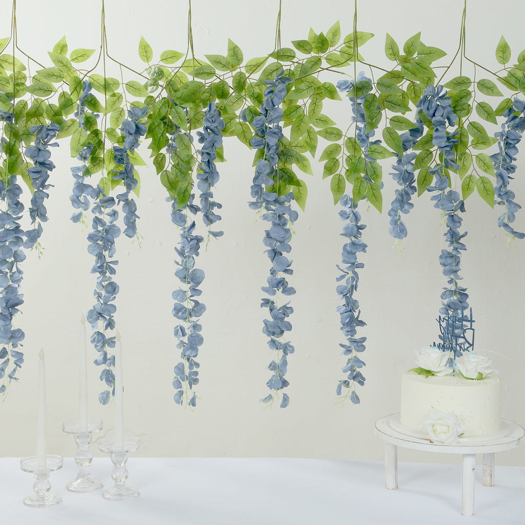 Dusty Blue Silk Wisteria Vines 44