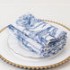5-Pack French Toile Polyester Cloth Napkins – 17"x17" Blue and White Reusable Table Napkins