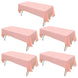 5 Pack Blush Rectangle Plastic Table Covers, 54inchx108inch PVC Disposable Tablecloths