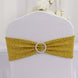 5 Pack Gold Shimmer Tinsel Spandex Stretch Chair Sashes With Round Silver Rhinestone Chair Buckles