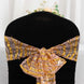 6inch x 88inch Rose Gold Mesh Chair Sashes With Gold Wave Embroidered Sequins