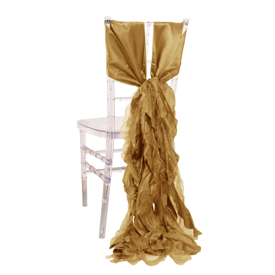 Gold chair sash draping elegantly on a clear chiavari chair