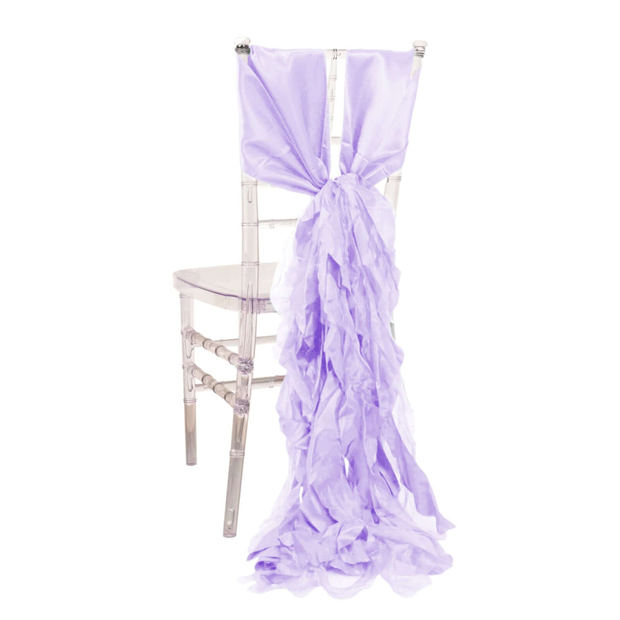 Lavender chair sash draped elegantly on a clear chiavari chair