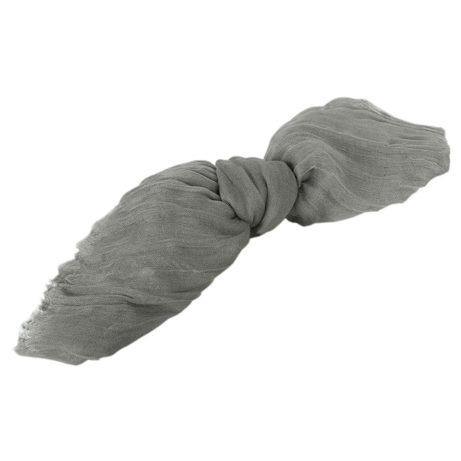 Gray textured scarf with a knotted design