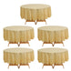 5 Pack Gold Round Plastic Table Covers, 84inch PVC Waterproof Disposable Tablecloths