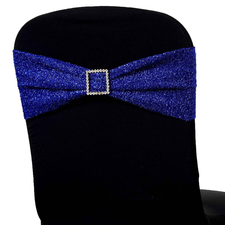 5 Pack | Royal Blue Metallic Shimmer Tinsel Spandex Chair Sashes