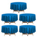 5-Pack Plastic Table Covers 84inch Navy Blue Round - PVC Waterproof Disposable Covers