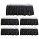 5 Pack Plastic Table Skirts Black Ruffled - Durable Disposable Skirts for Events 14ft