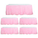 5 Pack Plastic Table Skirts Pink Ruffled - Durable Disposable Skirts for Events 14ft