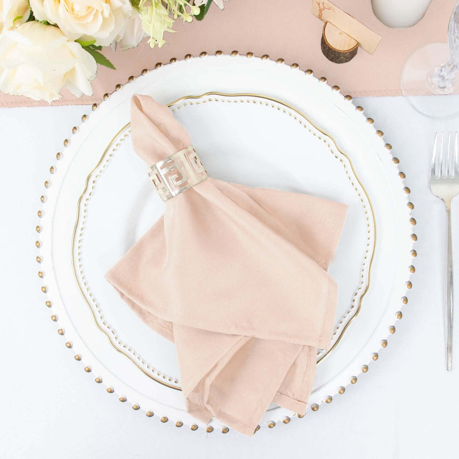 Blush Cloth Napkins with Hemmed Edges, Reusable Polyester Dinner Linen Napkins - 17"x17"