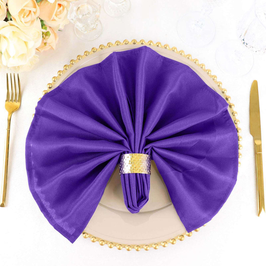 5 Pack | Purple Seamless Cloth Dinner Napkins, Reusable Linen | 20inchx20inch