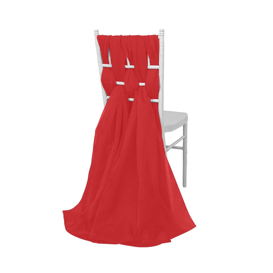 5 Pack | 22x78 inches Red DIY Premium Designer Chiffon Chair Sashes