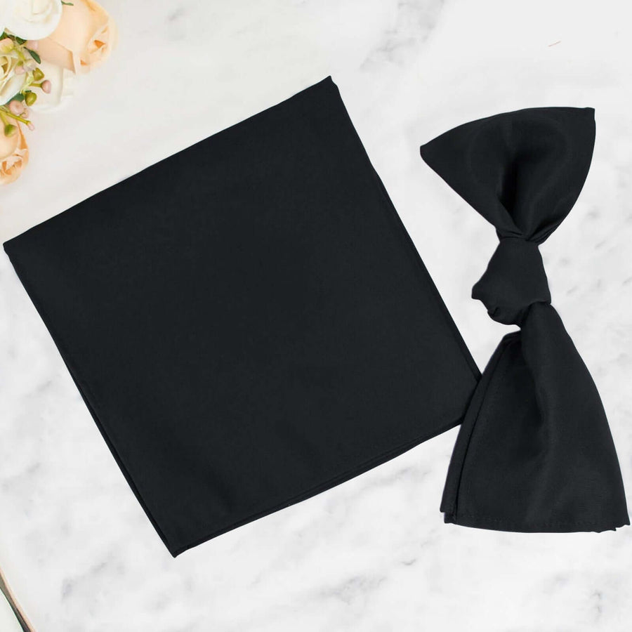 5 Pack | Black 200 GSM Premium Polyester Dinner Napkins, Seamless Cloth Napkins