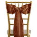 5 Pack Cinnamon Brown Satin Chair Sashes, Chair Bows - 6x106inch