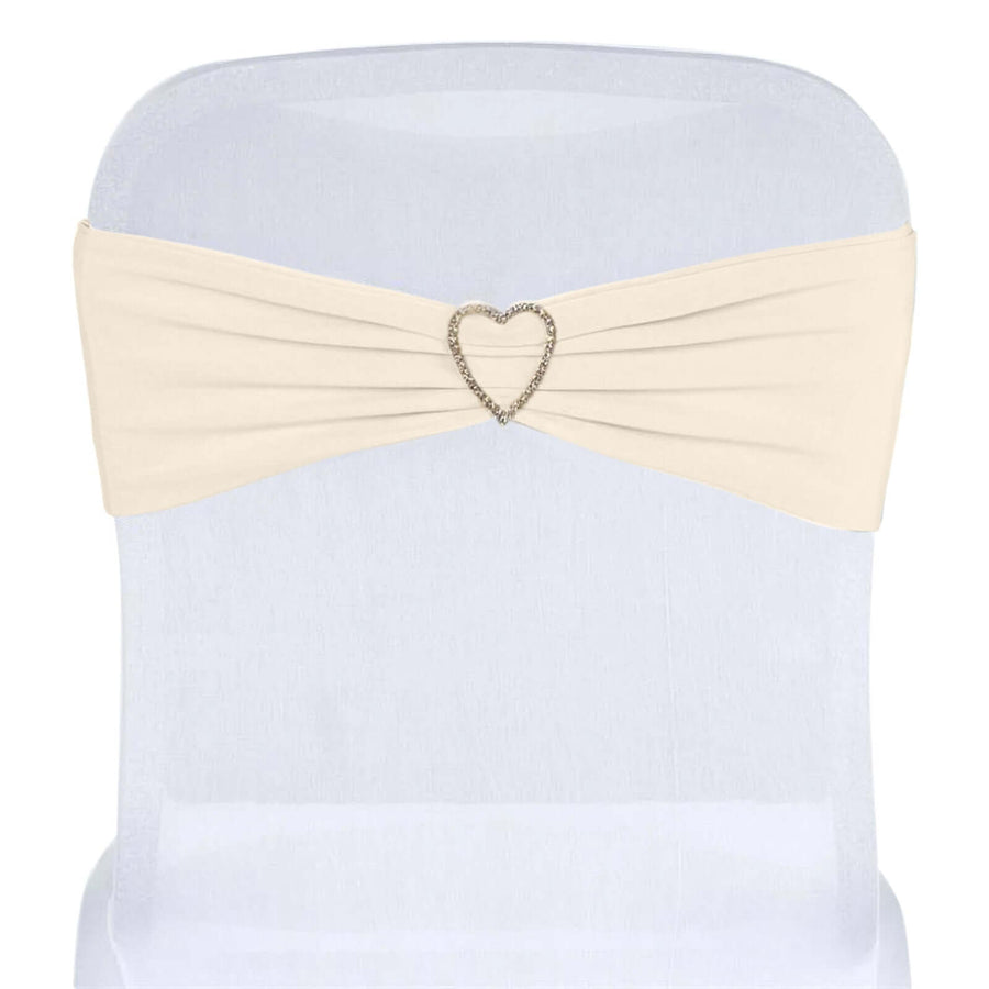5 Pack | Beige Spandex Stretch Chair Sashes | 5x12inch