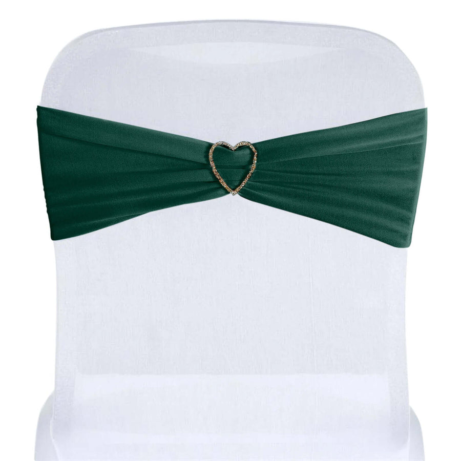 5 Pack | Hunter Emerald Green Spandex Stretch Chair Sashes | 5x12inch