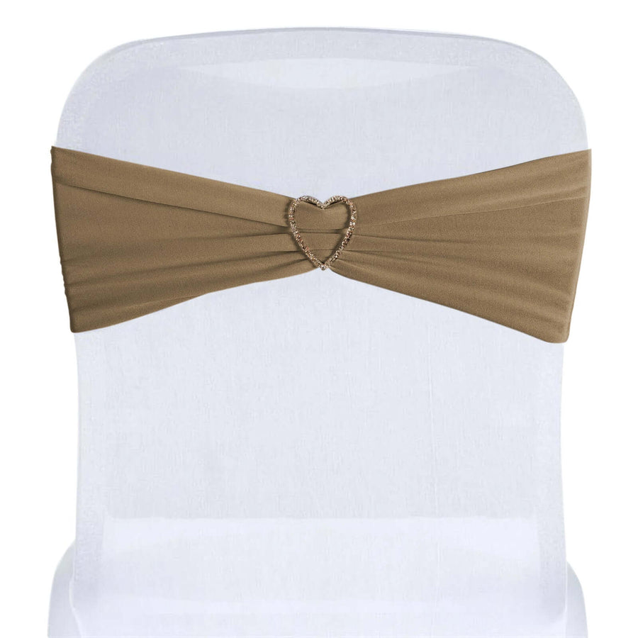 5 Pack | Taupe Spandex Stretch Chair Sashes | 5x12inch