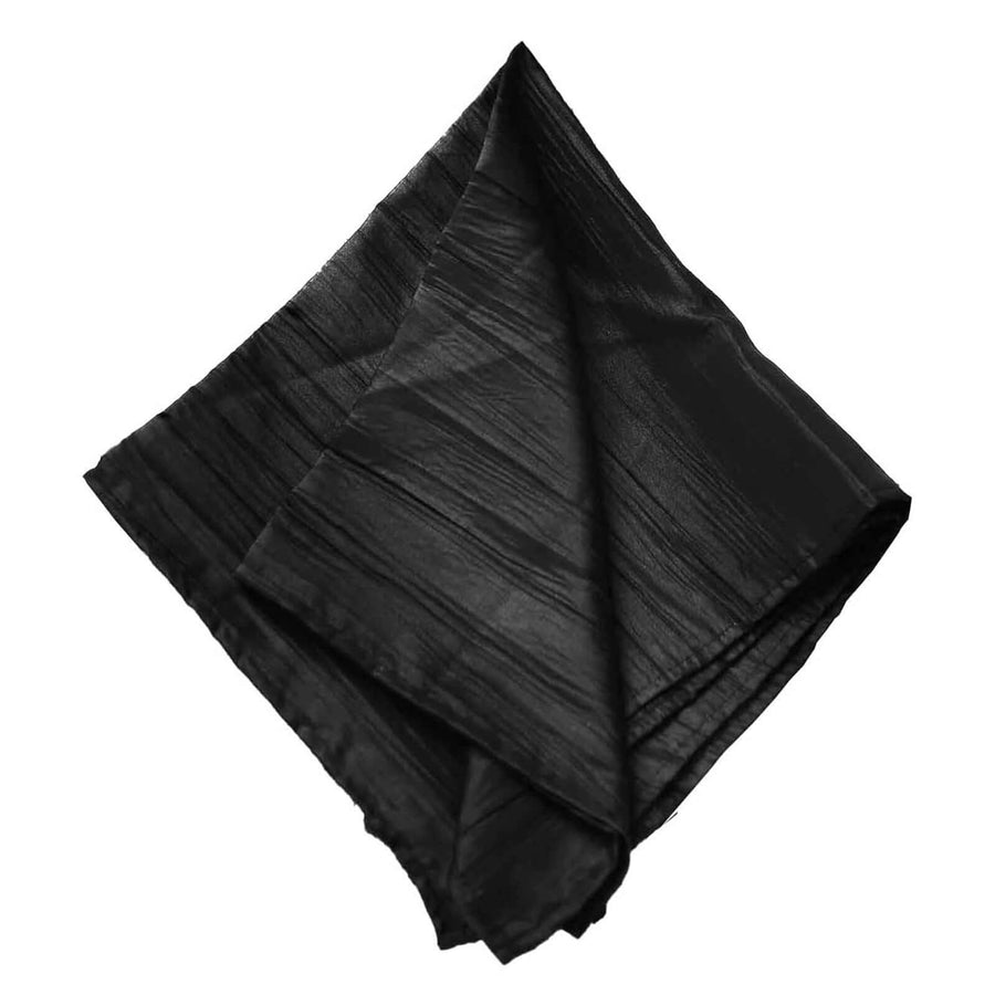 5 Pack | Black Accordion Crinkle Taffeta Dinner Napkins | 20x20Inch