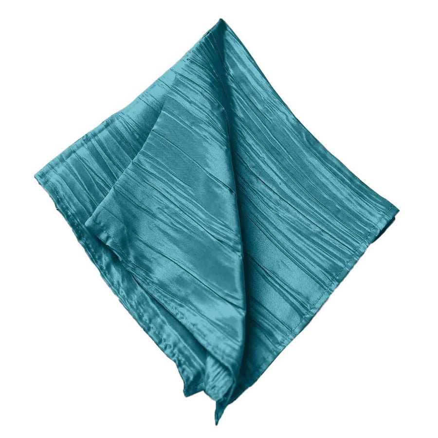 5 Pack | Peacock Teal Accordion Crinkle Taffeta Dinner Napkins | 20Inchx20Inch