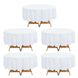 5 Pack White Round Plastic Table Covers, 84inch PVC Waterproof Disposable Tablecloths