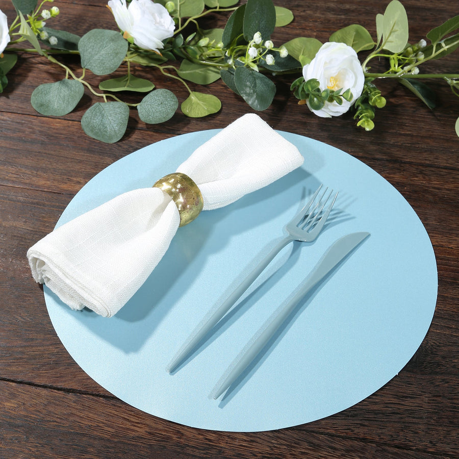 50 Pack 13" Round Disposable Paper Placemats – Dusty Blue Cardboard Dining Table Mats, 120 GSM