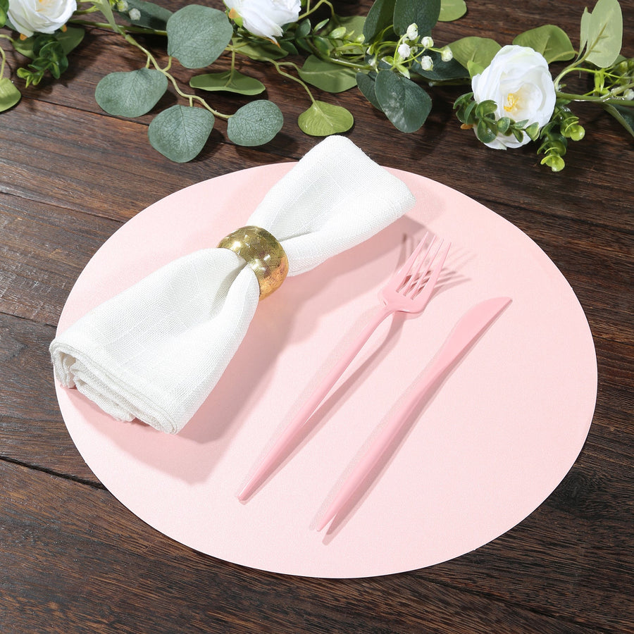 50 Pack 13" Round Disposable Paper Placemats – Pink Cardboard Dining Table Mats, 120 GSM