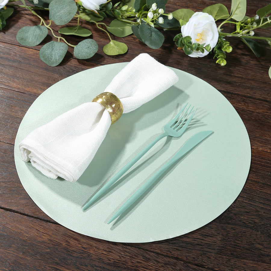 50 Pack 13" Round Disposable Paper Placemats – Sage Green Cardboard Dining Table Mats, 120 GSM