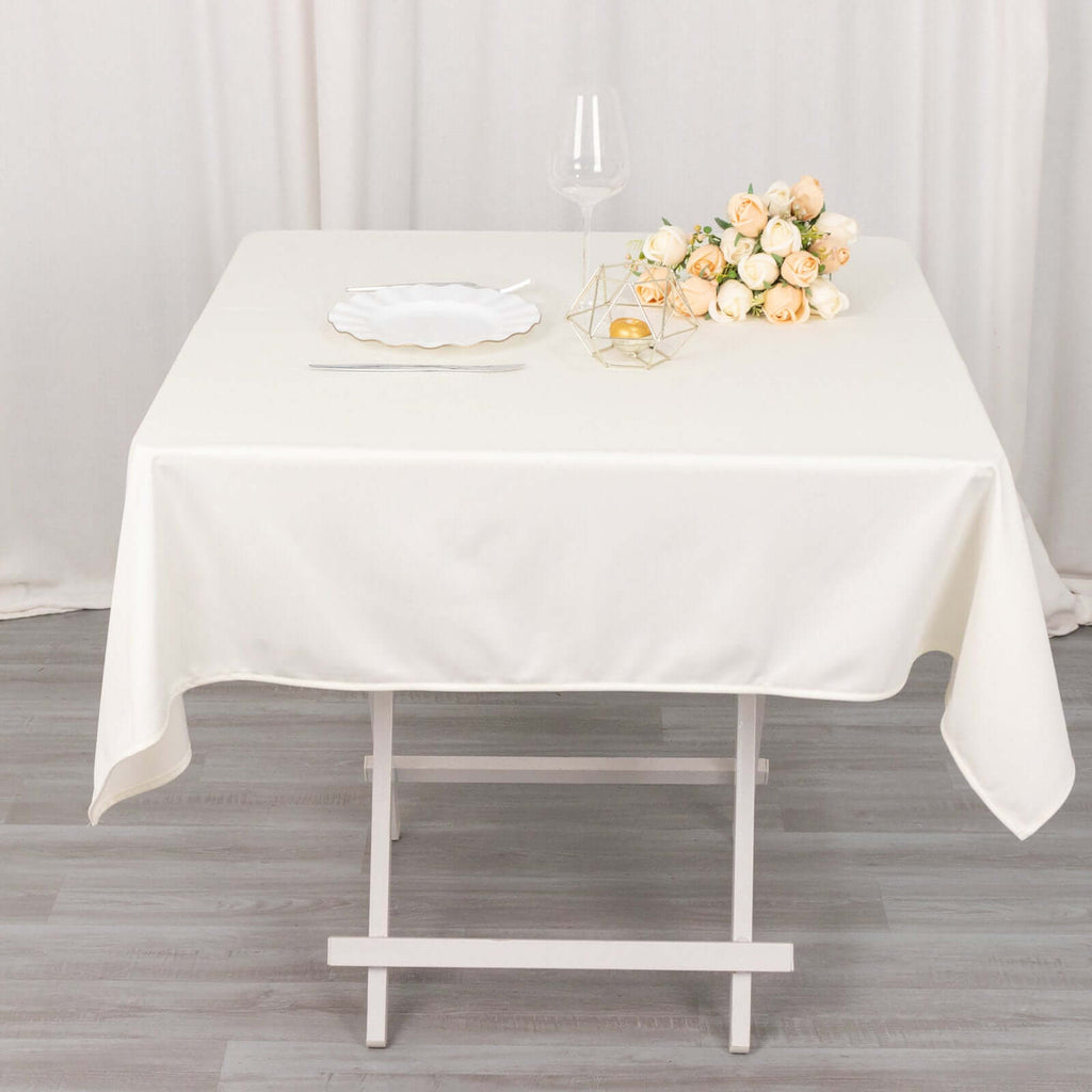 54" Ivory Premium Scuba Wrinkle Free Square Tablecloth Seamless Scuba 54" Ivory Premium Scuba Wrinkle Free Square Tablecloth Seamless Scuba