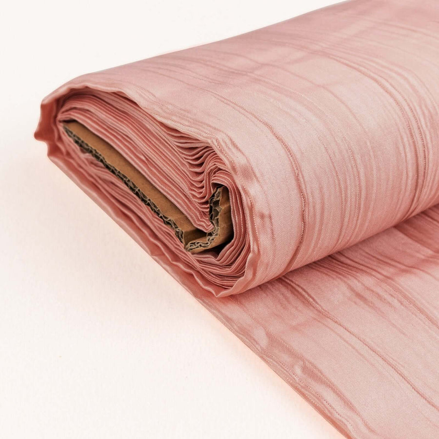 54inch x 10 Yards Dusty Rose Accordion Crinkle Taffeta Fabric Bolt