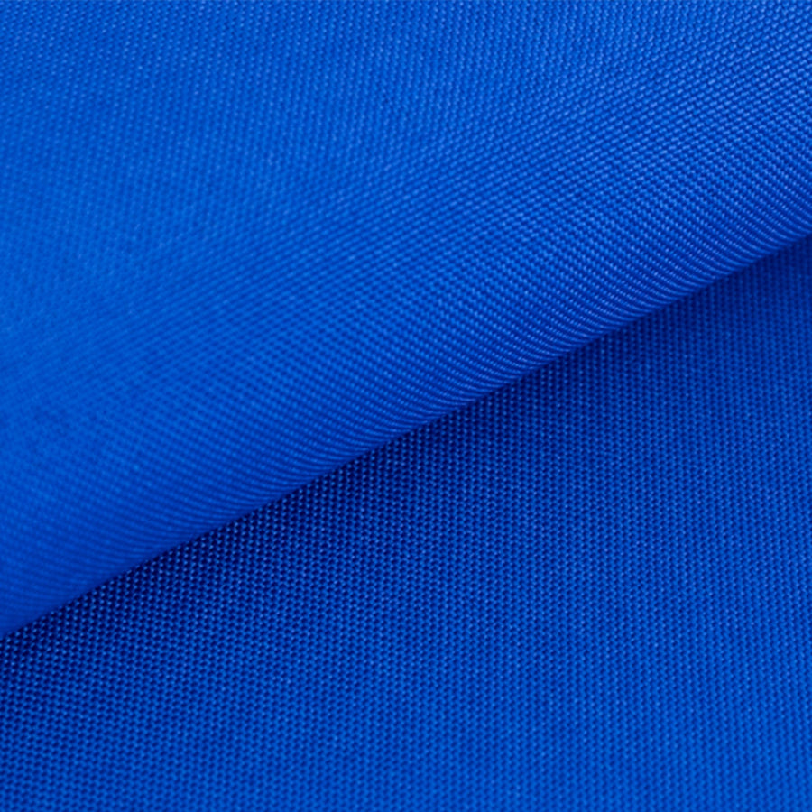 Close-up of textured blue fabric showing woven details.