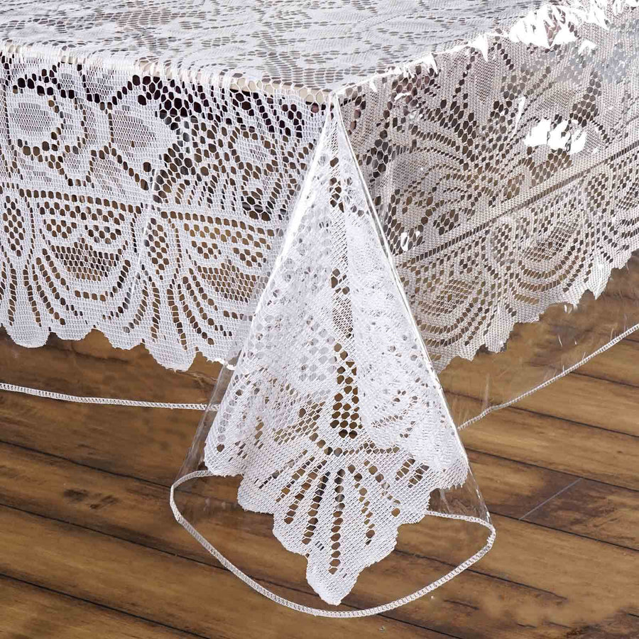 54" x 54" Clear 10 Mil Thick Eco-friendly Vinyl Waterproof Tablecloth PVC Square Disposable Tablecloth #whtbkgd