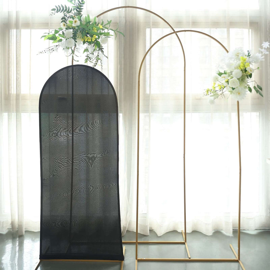 5ft Matte Black Spandex Fitted Wedding Arch Cover For Round Top Chiara Backdrop Stand