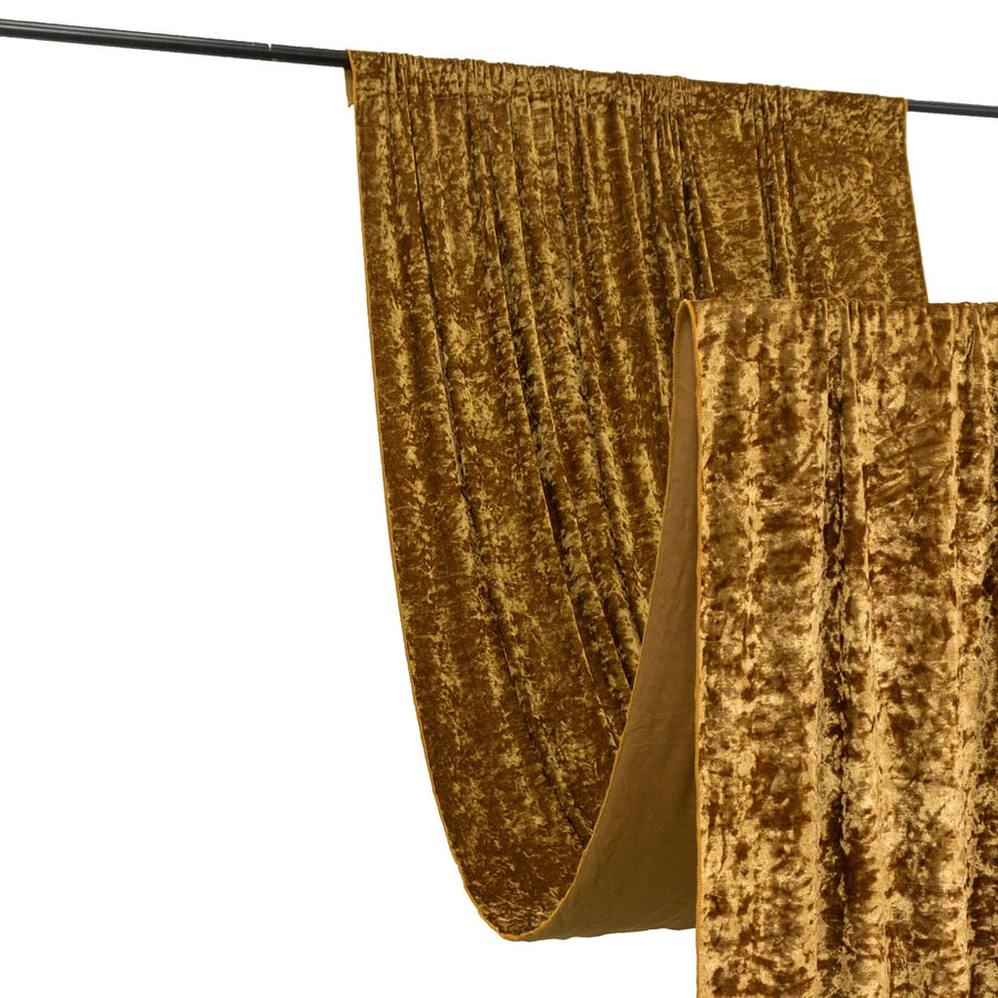 5ftx12ft Gold Premium Smooth Velvet Event Curtain Drapes, Privacy Backdrop Event Panel