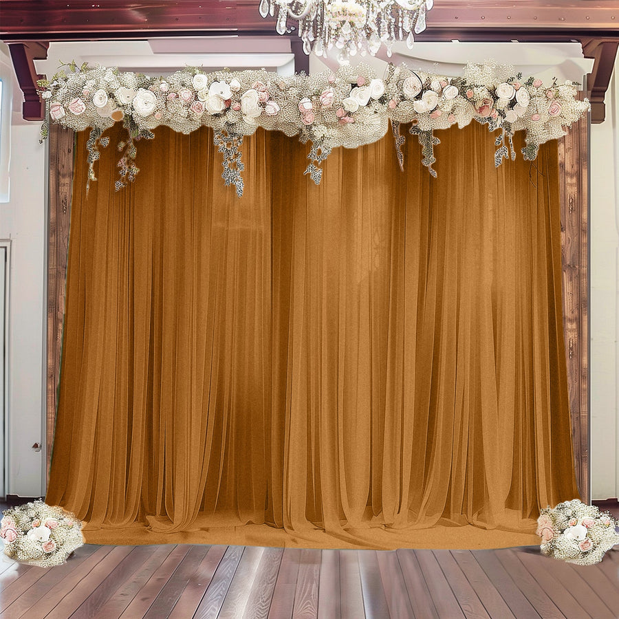 Gold Sheer Backdrop Drape – 5ft x 14ft Wedding Arch & Ceiling Decor Panel, Wrinkle-Resistant