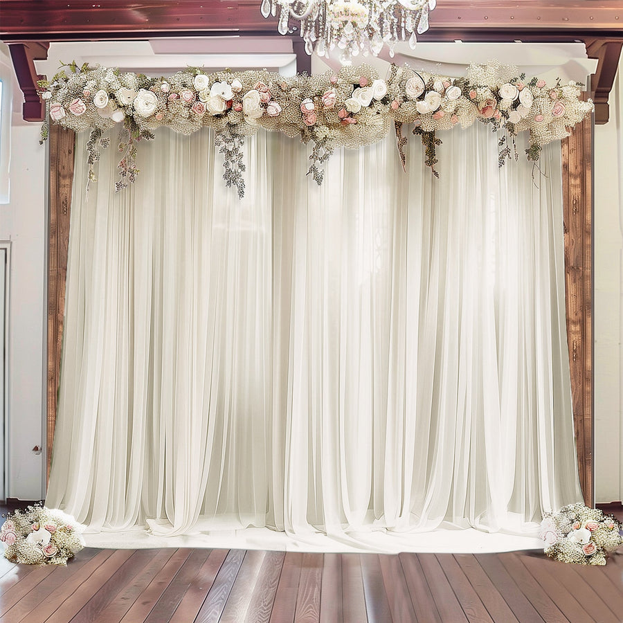 Ivory Sheer Backdrop Drape – 5ft x 14ft Wedding Arch & Ceiling Decor Panel, Wrinkle-Resistant