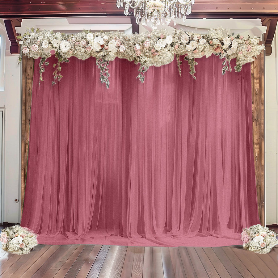 Mauve Cinnamon Rose Sheer Backdrop Drape – 5ft x 14ft Wedding Arch & Ceiling Decor Panel