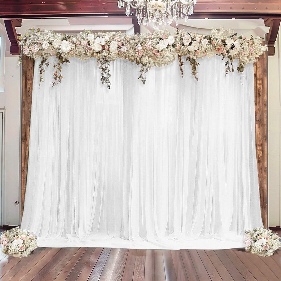 5ftx14ft Premium Chiffon Sheer Curtains - White Drapes for Wedding & Event Backdrops