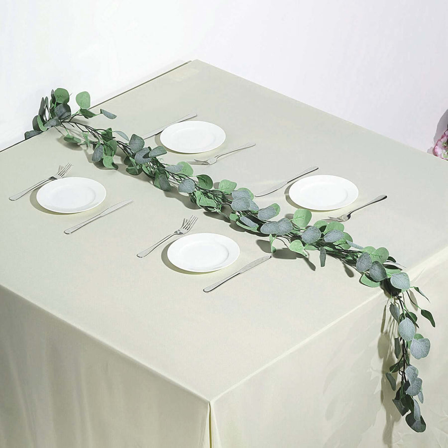 6.5ft | Frosted Green Artificial Silk Eucalyptus Leaf Garland Vine