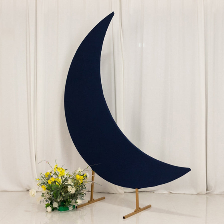 Navy crescent moon backdrop with flowers for events or photography