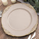6-Pack Acrylic Round Charger Plates 13" in Nude Taupe with Gold Embossed Baroque Rim, Antique Decorative Dinner Party Charger Tableware