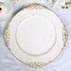 6 Pack | 13inch White Washed Gold Embossed Baroque Charger Plates, Round With Antique Design Rim