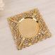 6 Pack Gold Square Acrylic Charger Plates with Hollow Lace Border