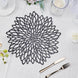 6 Pack Black Vinyl Placemats, Decorative Floral Non-Slip Round Dining Table Mats 15"