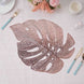 6 Pack Rose Gold Vinyl Placemats, Monstera Leaf Non-Slip Dining Table Mats 18"