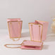 6 Pack Pink Gold Edge Paper Flower Gift Bags With Metal Chain Handles