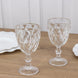 6-Pack Wine Glasses Clear Embossed Crystal Cut Design Stemmed - Goblets for Parties & Events 12oz 7"
