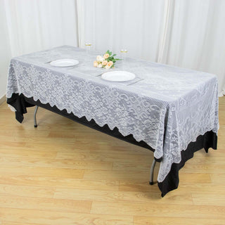 Premium Lace White Rectangular Oblong Tablecloth - Classic Elegance for Your Special Occasions Premium Lace White Rectangular Oblong Tablecloth - Classic Elegance for Your Special Occasions
