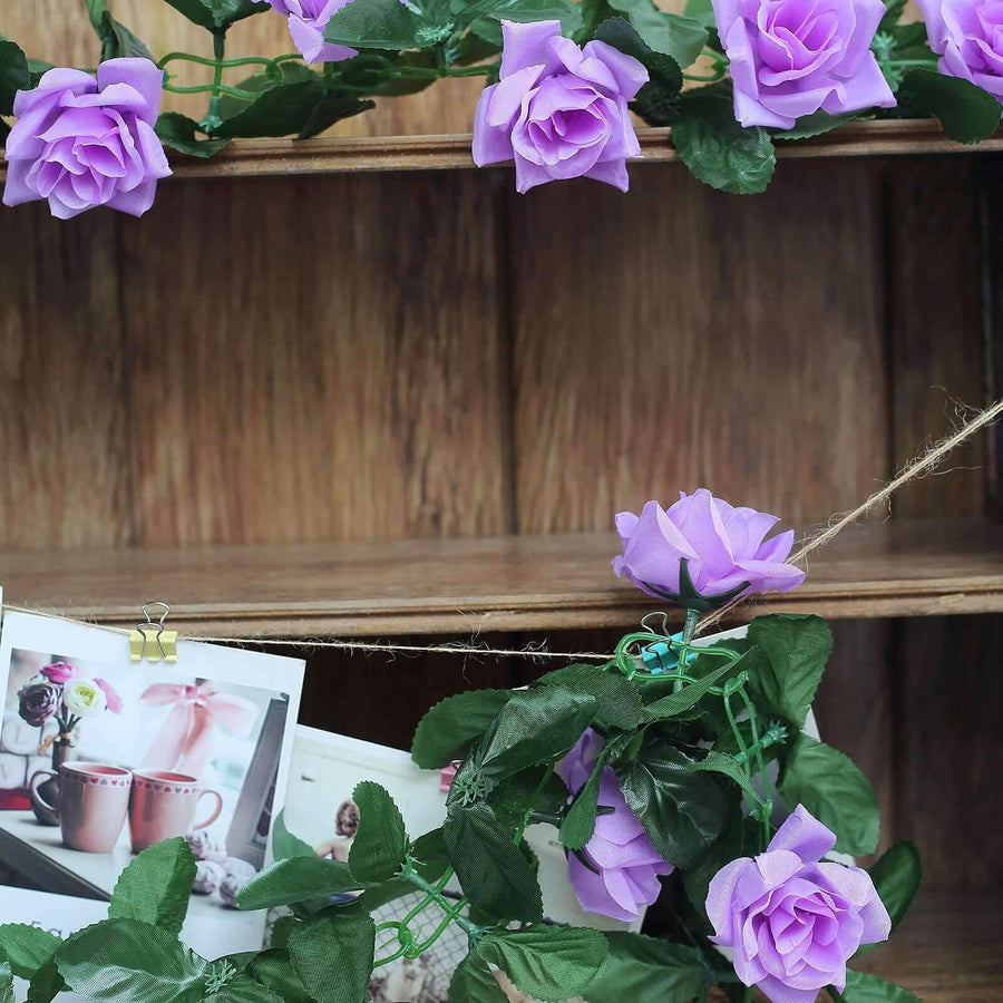 6ft | Lavender Lilac Artificial Silk Rose Garland UV Protected Flower Chain